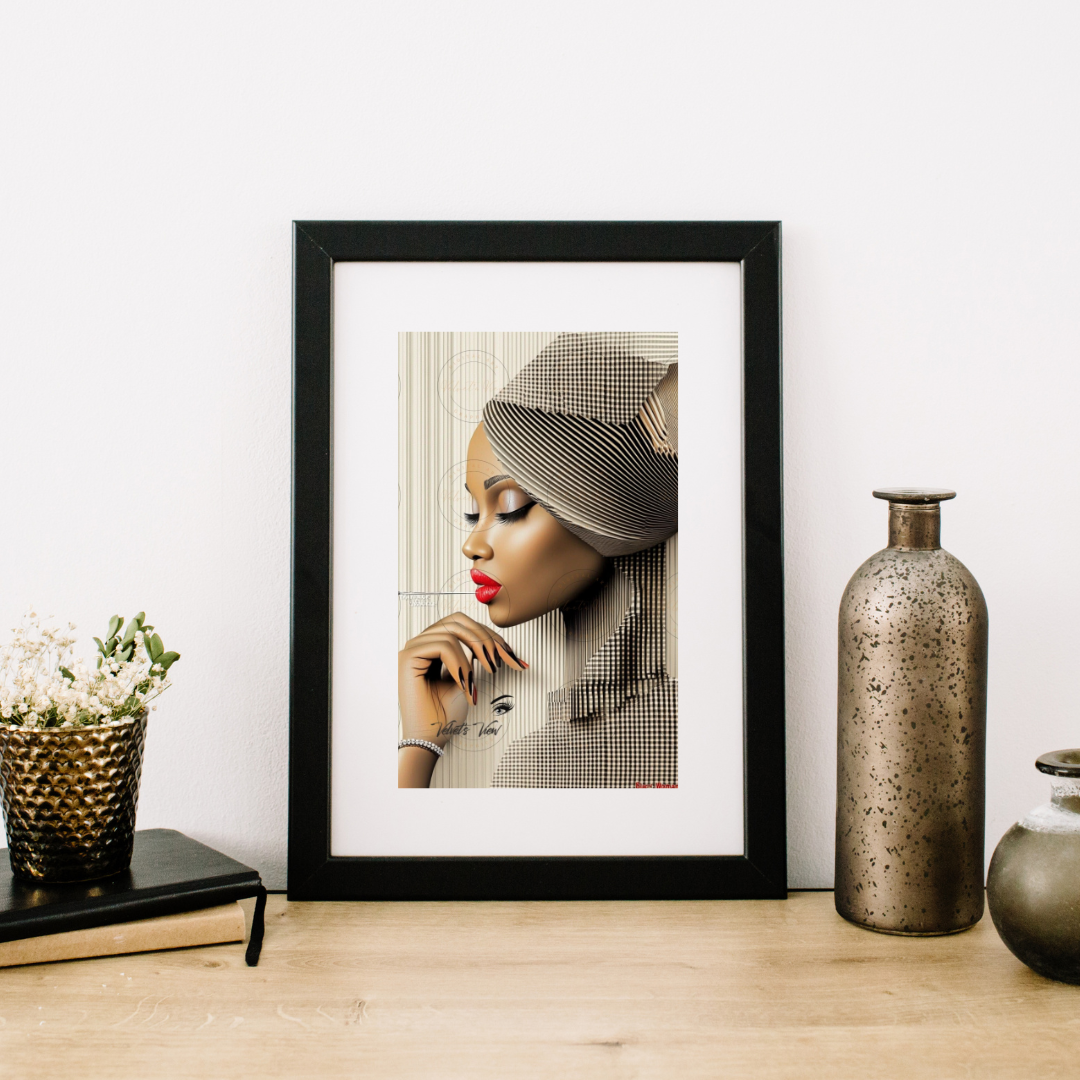Black Girl Art  - Velvets View Digital Art - Elegance in Perspective: Where Bold Lines Meet Timeless Sophistication 410