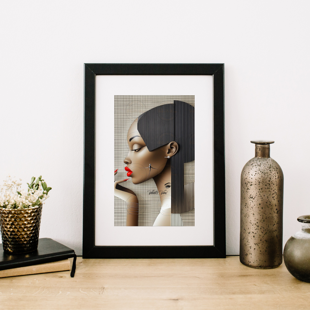Black Girl Art  - Velvets View Digital Art - Elegance in Perspective: Where Bold Lines Meet Timeless Sophistication 409