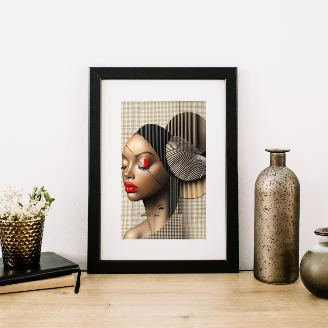 Black Girl Art  - Velvets View Digital Art - Elegance in Perspective: Where Bold Lines Meet Timeless Sophistication 407