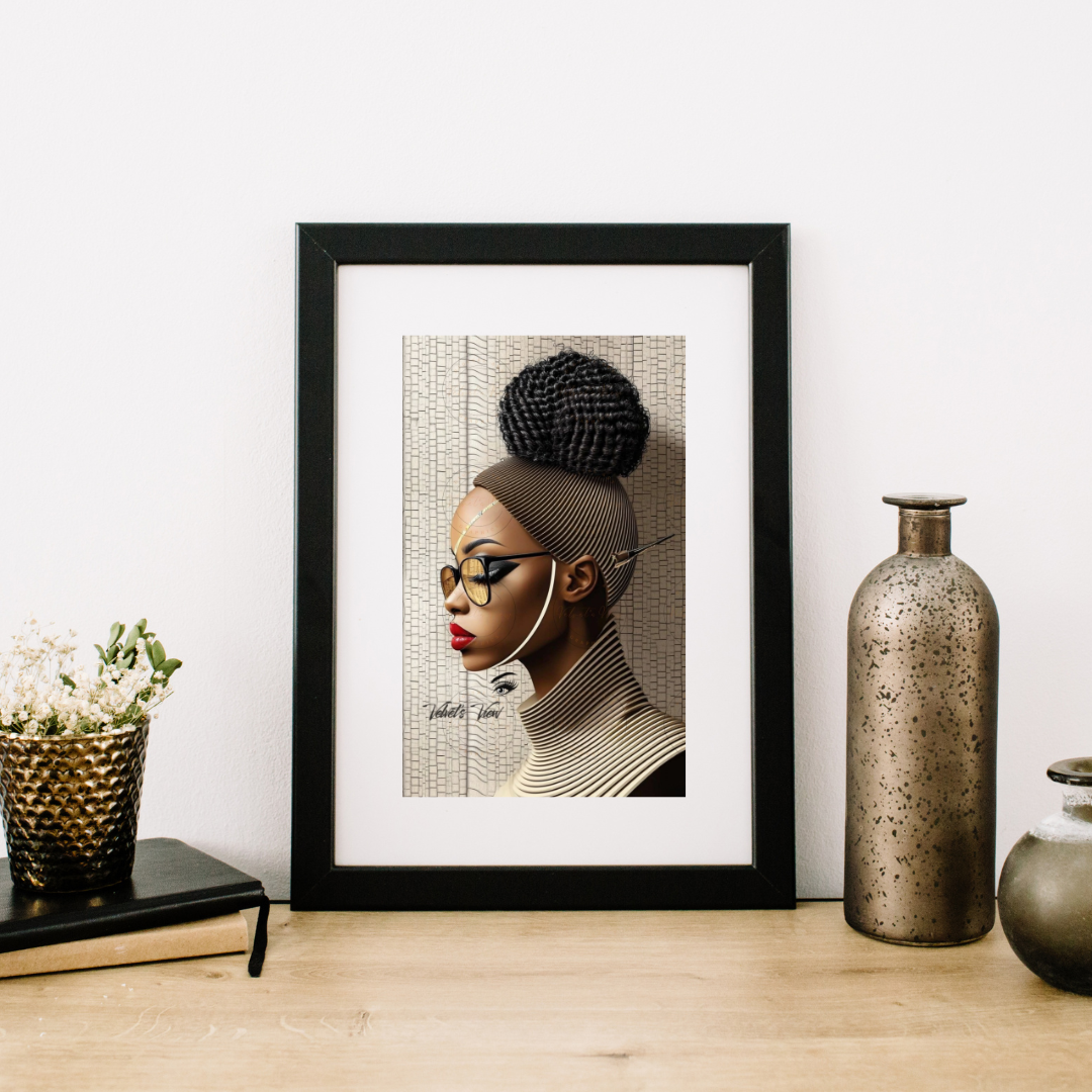 Black Girl Art  - Velvets View Digital Art - Elegance in Perspective: Where Bold Lines Meet Timeless Sophistication 405