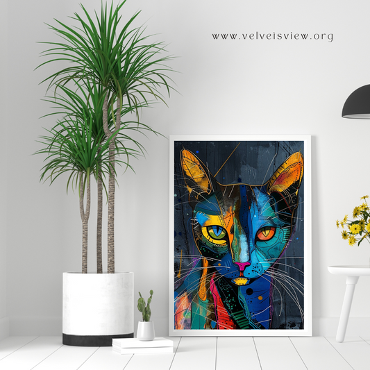 Black Girl Art - Velvet's View Digital Art - Whimsical Jungle Retreat: Enchanted Cat Abode