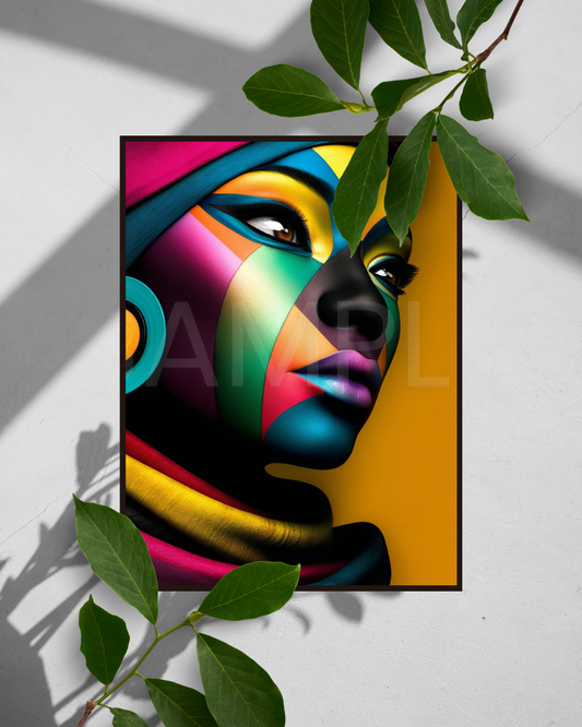 Afro Modern Majesty: Bold Digital Portraits of African Women in Geometric Color Patterns – Velvet’s View Exclusive - hfb852314L