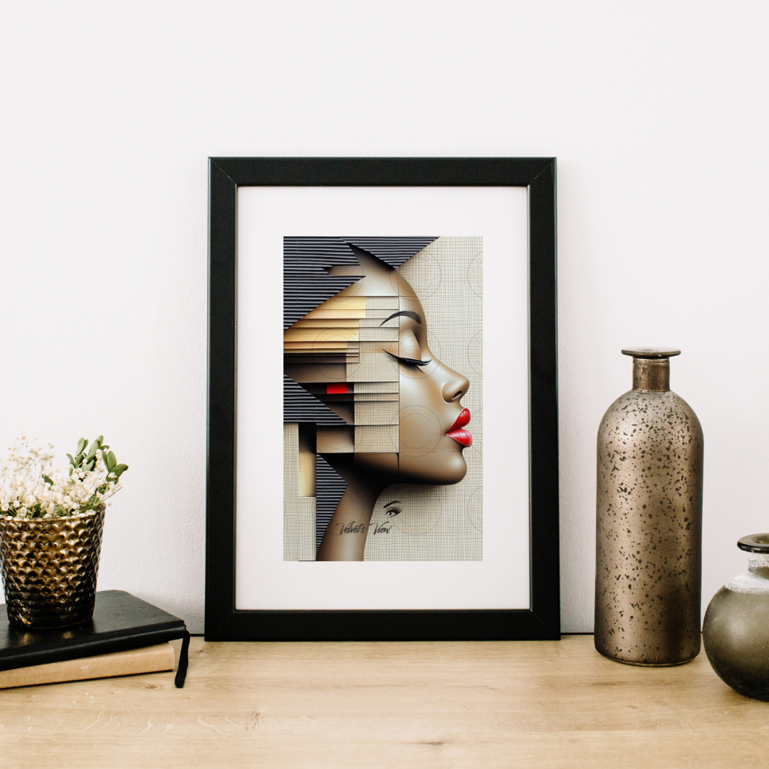 Black Girl Art  - Velvets View Digital Art - Elegance in Perspective: Where Bold Lines Meet Timeless Sophistication 403