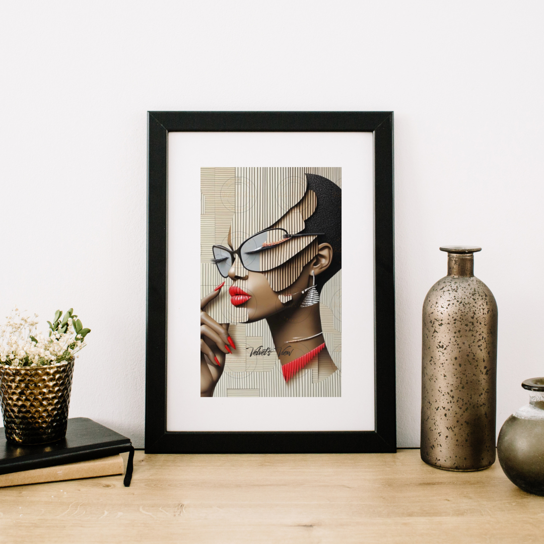 Black Girl Art  - Velvets View Digital Art - Elegance in Perspective: Where Bold Lines Meet Timeless Sophistication 402