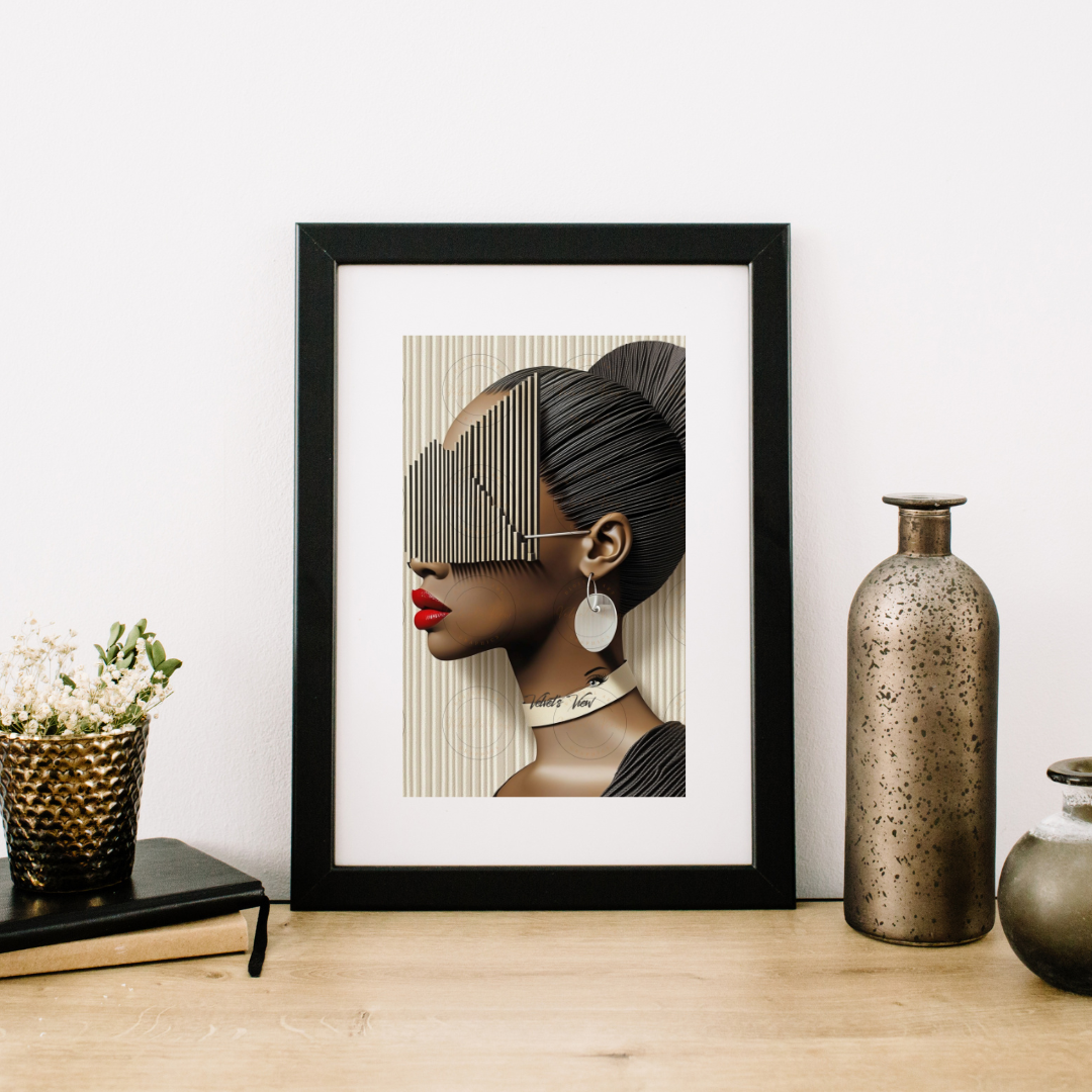 Black Girl Art  - Velvets View Digital Art - Elegance in Perspective: Where Bold Lines Meet Timeless Sophistication 401