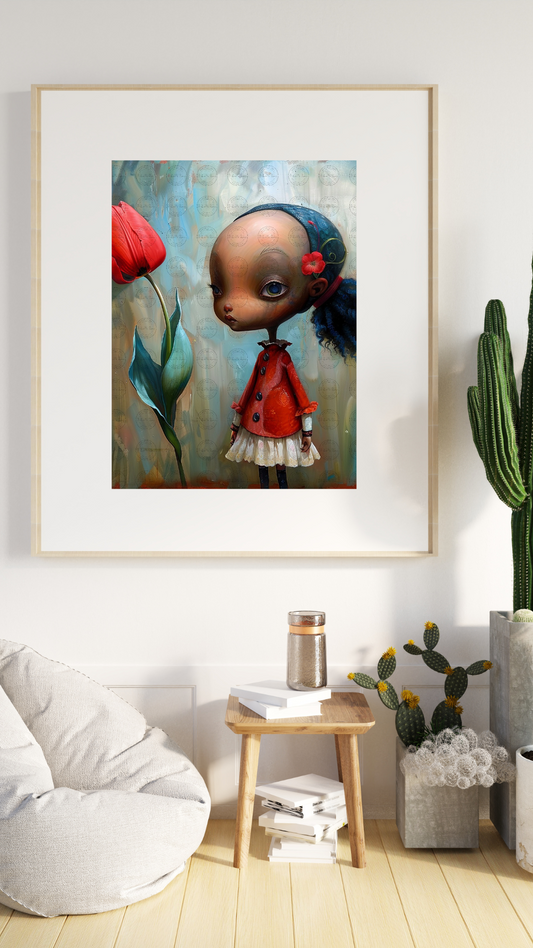Black Girl Art - Kids Digital Art - Velvet's View - Tressa and Her Tulips 1015