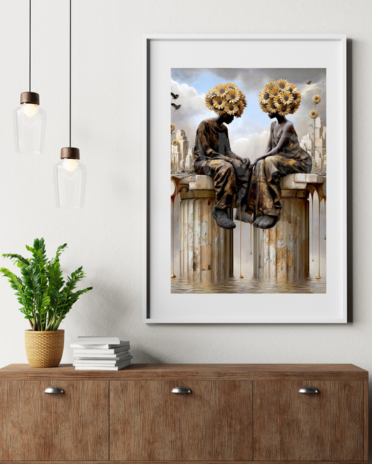 🌻Sunflower Thrones: Afro-Surreal Love & Royalty Digital Art Collection – Velvet’s View Exclusive - 741J25