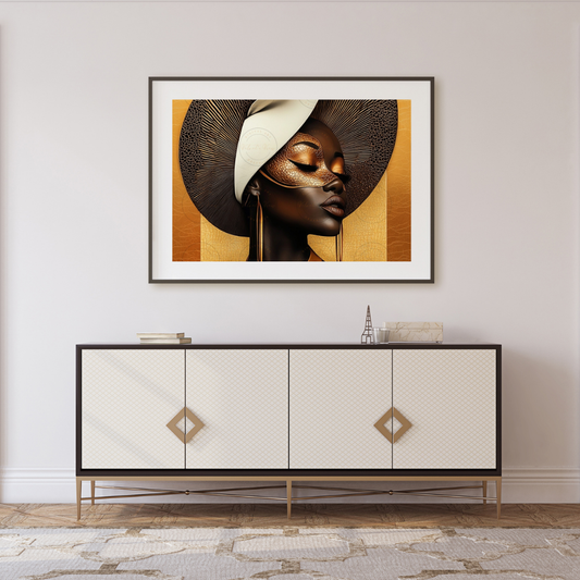 Black Girl Art  - Velvets View - Golden Essence: A Celebration of Beauty and Power - #5631472