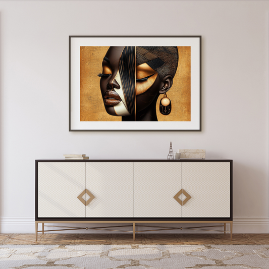Black Girl Art  - Velvets View - Golden Essence: A Celebration of Beauty and Power - #5631473