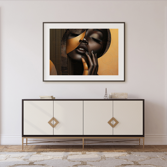 Black Girl Art  - Velvets View - Golden Essence: A Celebration of Beauty and Power - #5631474