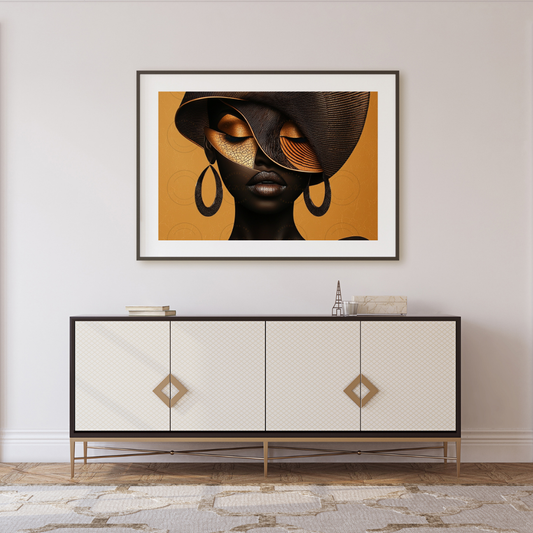 Black Girl Art  - Velvets View - Golden Essence: A Celebration of Beauty and Power - #5631475