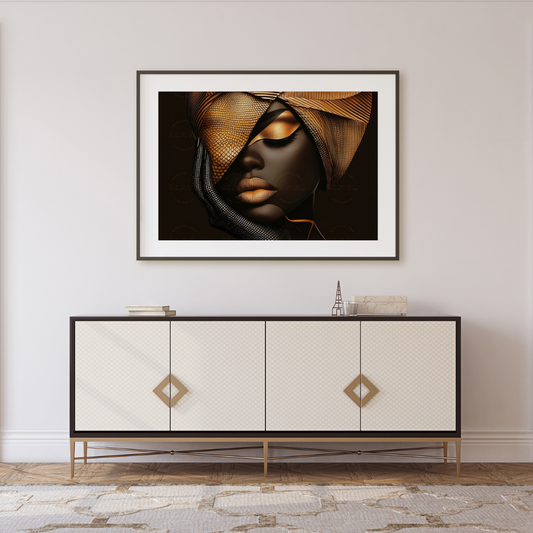 Black Girl Art  - Velvets View - Golden Essence: A Celebration of Beauty and Power - #5631477