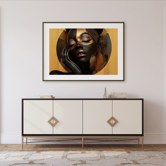 Black Girl Art  - Velvets View - Golden Essence: A Celebration of Beauty and Power - #5631479