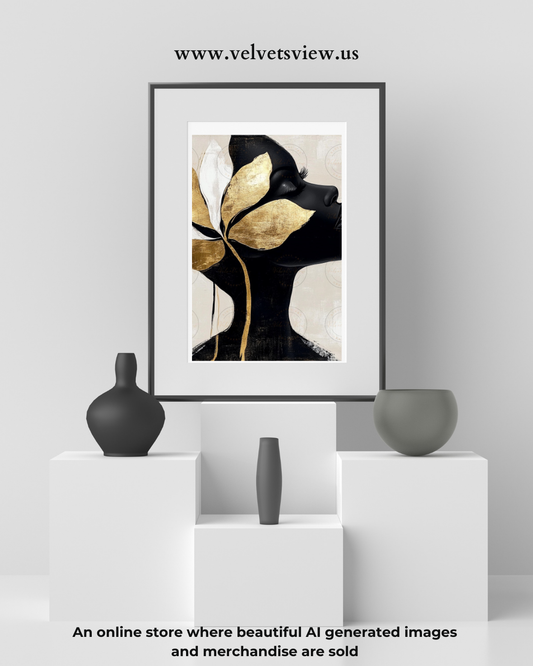 Black Girl Art  - Velvets View -  Golden Whispers: A Radiance Reimagined 406