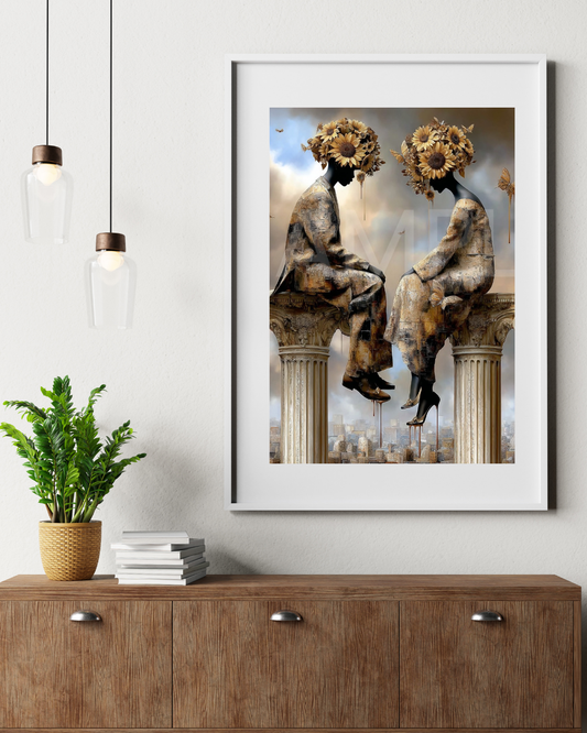 🌻Sunflower Thrones: Afro-Surreal Love & Royalty Digital Art Collection – Velvet’s View Exclusive - 741J27