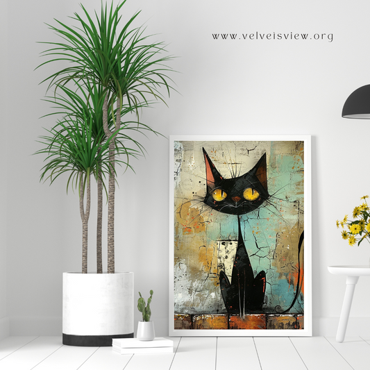 Black Girl Art - Velvet's View Digital Art - Whimsical Jungle Retreat: Enchanted Cat Abode