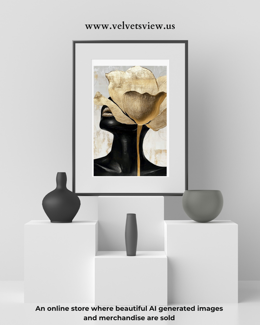 Black Girl Art  - Velvets View -  Golden Whispers: A Radiance Reimagined 408