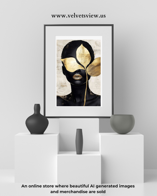 Black Girl Art  - Velvets View -  Golden Whispers: A Radiance Reimagined 409