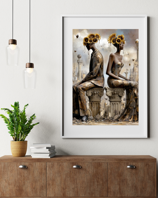 🌻Sunflower Thrones: Afro-Surreal Love & Royalty Digital Art Collection – Velvet’s View Exclusive - 741J28