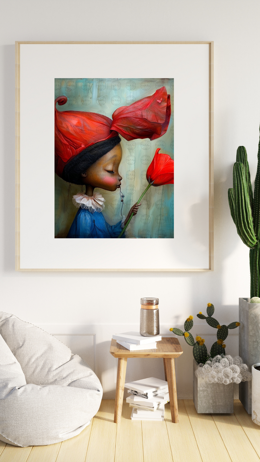 Black Girl Art - Kids Digital Art - Velvet's View - Tressa and Her Tulips 1020