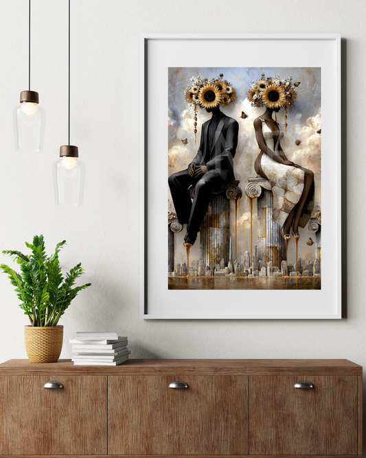 🌻Sunflower Thrones: Afro-Surreal Love & Royalty Digital Art Collection – Velvet’s View Exclusive - 741J30
