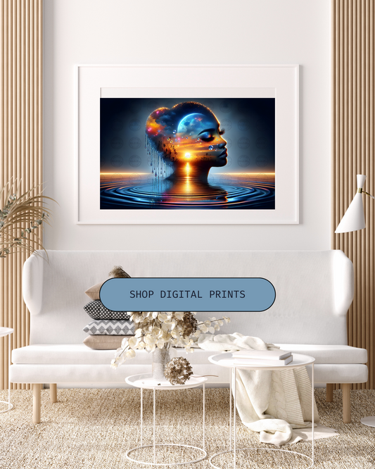 Black Girl Art – Female Digital Prints - Velvet's View – Cosmic Reflections - Visions of Earth and Spirit