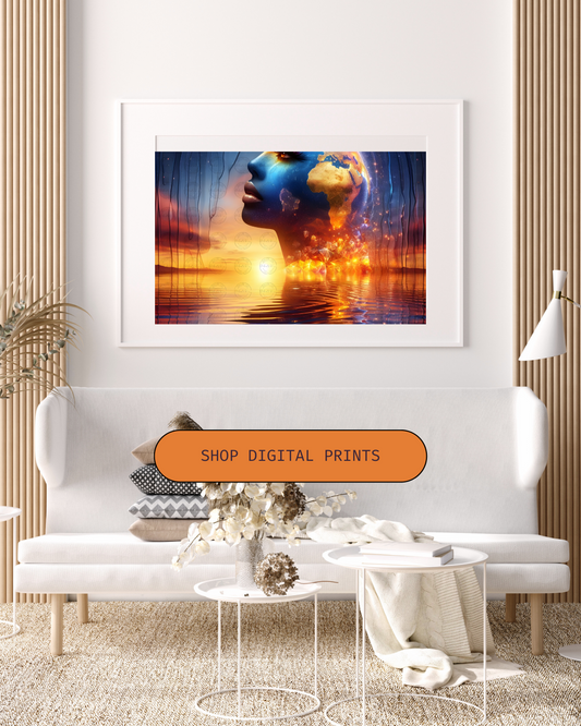 Black Girl Art – Female Digital Prints - Velvet's View – Cosmic Reflections - Visions of Earth and Spirit