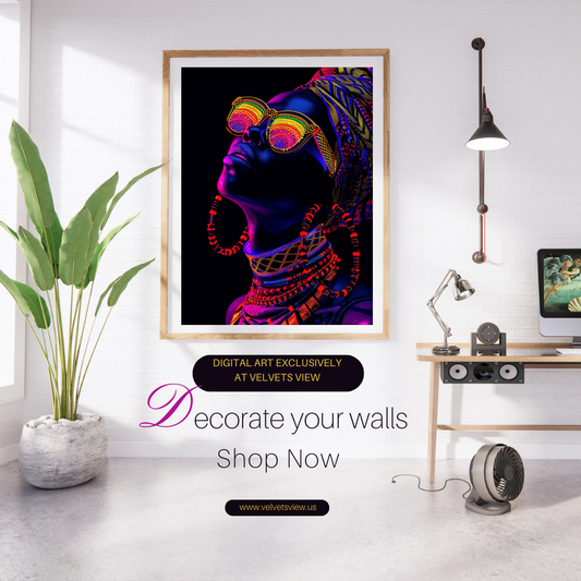 Black Girl Art  - Velvets View Digital Art - Radiant Glows - The Neon Reverie Collection 321