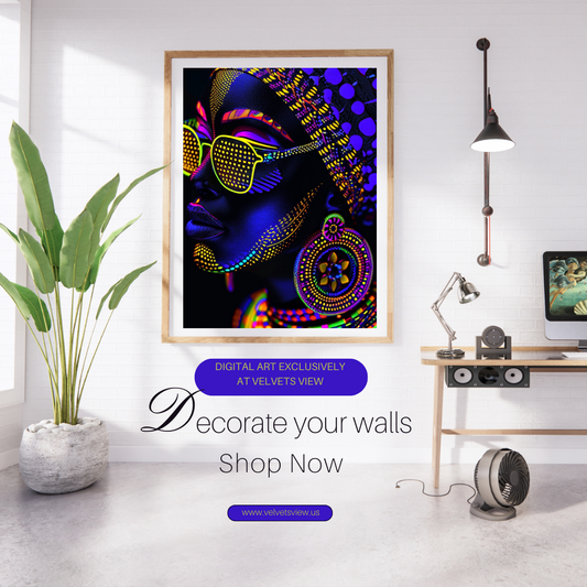 Black Girl Art  - Velvets View Digital Art - Radiant Glows - The Neon Reverie Collection 323