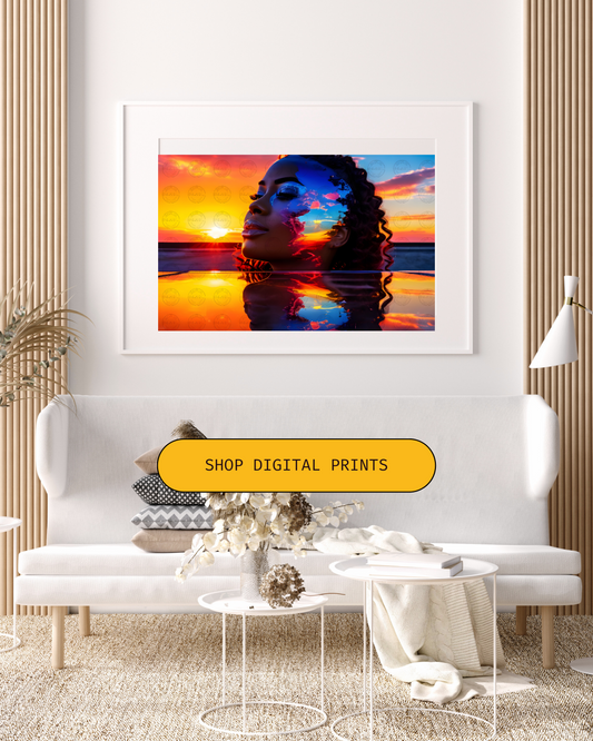 Black Girl Art – Female Digital Prints - Velvet's View – Cosmic Reflections - Visions of Earth and Spirit