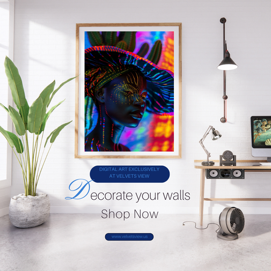 Black Girl Art  - Velvets View Digital Art - Radiant Glows - The Neon Reverie Collection 327