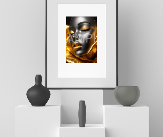 Golden Bloom Series: Surreal Portraits of Radiance – Digital Art Print - G265236