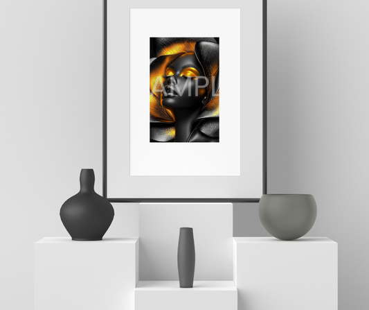 Golden Bloom Series: Surreal Portraits of Radiance – Digital Art Print - G265353