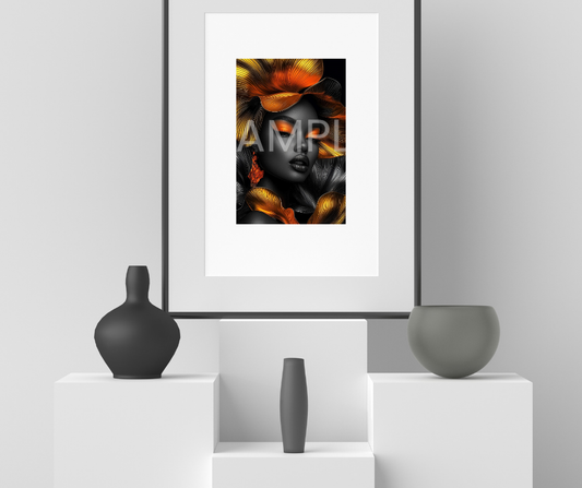 Golden Bloom Series: Surreal Portraits of Radiance – Digital Art Print - G265604