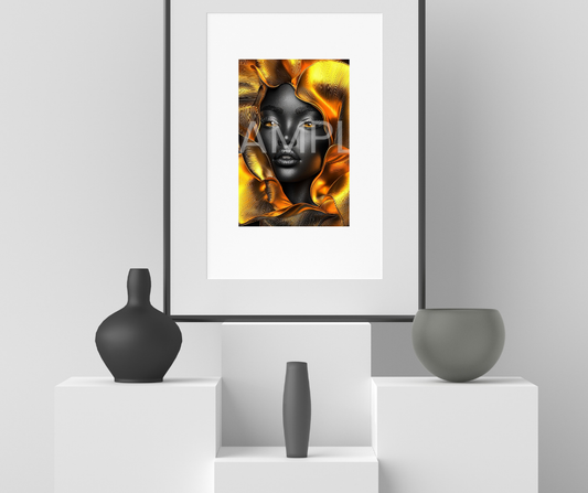 Golden Bloom Series: Surreal Portraits of Radiance – Digital Art Print - G265904