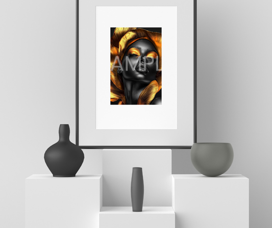 Golden Bloom Series: Surreal Portraits of Radiance – Digital Art Print - G265008