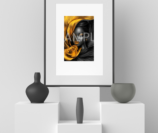 Golden Bloom Series: Surreal Portraits of Radiance – Digital Art Print - G265765