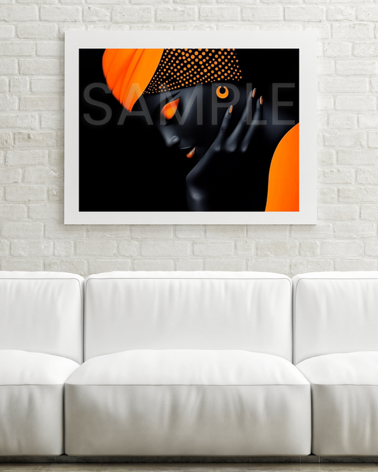 Sable Radiance: Noir & Neon Digital Art Collection – African American Black Woman Wall Art Prints - 485147