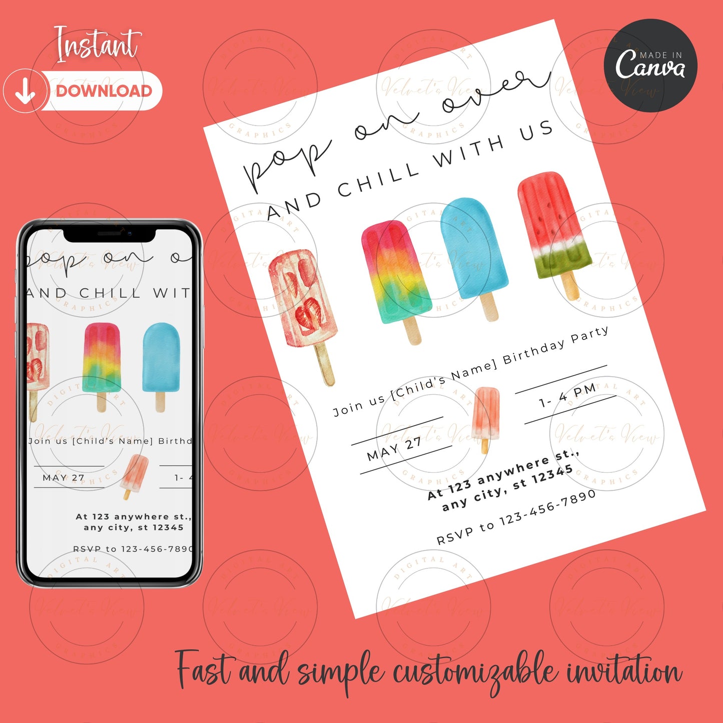 Printable Editable Girl Invite Template | Girl Birthday Party | Pop on Over - Birthday #2011