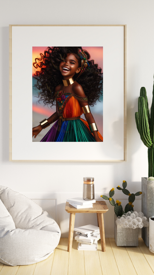 Black Girl Art - Kids Digital Art - Sunset Serenade - Velvets View's Radiant Collection 403
