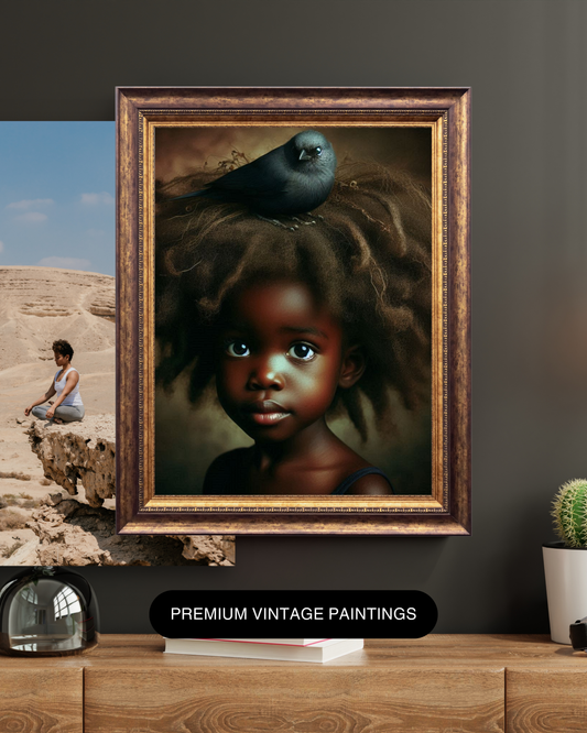 Black Girl Art - Kid's Digital Art - Velvet's View - A Little Girl and Her Bird 527