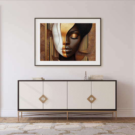 Black Girl Art  - Velvets View - Golden Essence: A Celebration of Beauty and Power - #5631471
