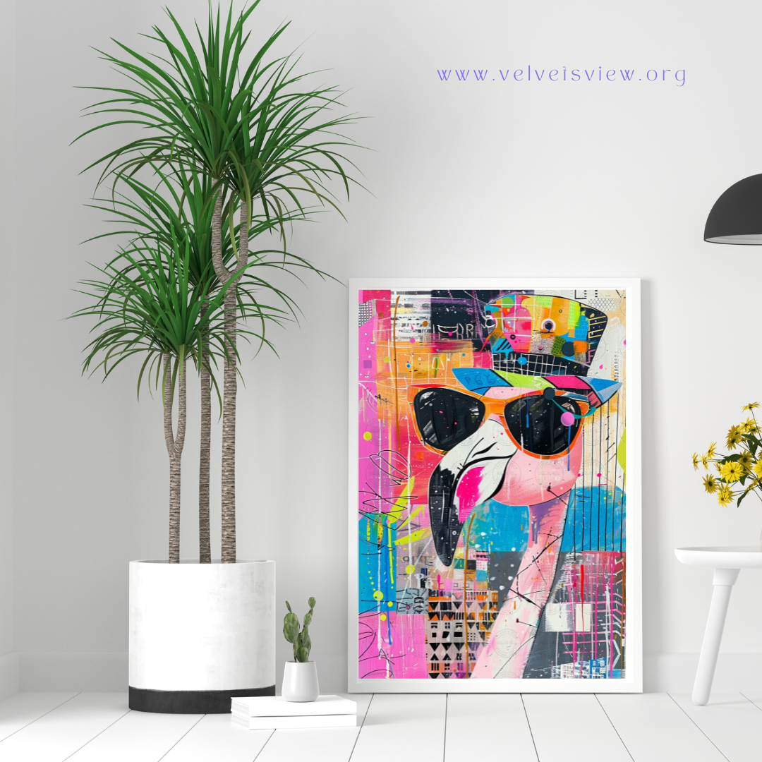 Black Girl Art - Velvet's View Digital Art - Funky Flamingos 525