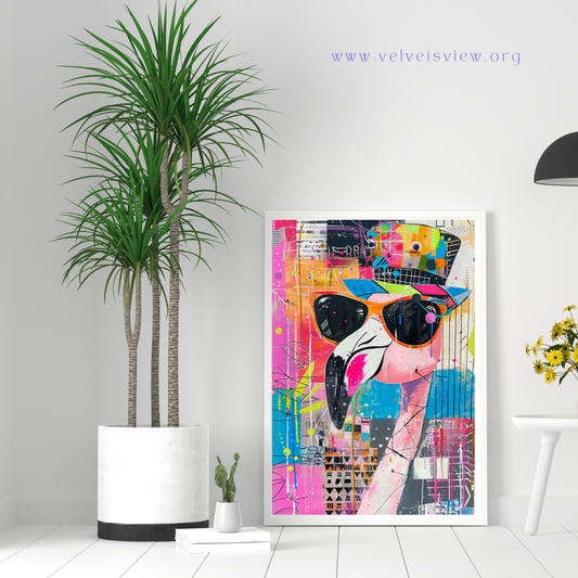 Black Girl Art - Velvet's View Digital Art - Funky Flamingos 525