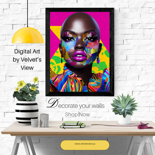 Black Girl Art  - Velvets View Digital Art - Radiance Reimagined - Vibrant Elegance in Motion 621