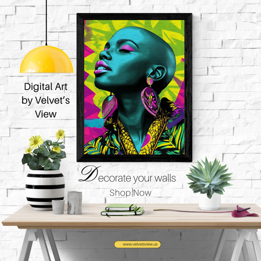 Black Girl Art  - Velvets View Digital Art - Radiance Reimagined - Vibrant Elegance in Motion 622