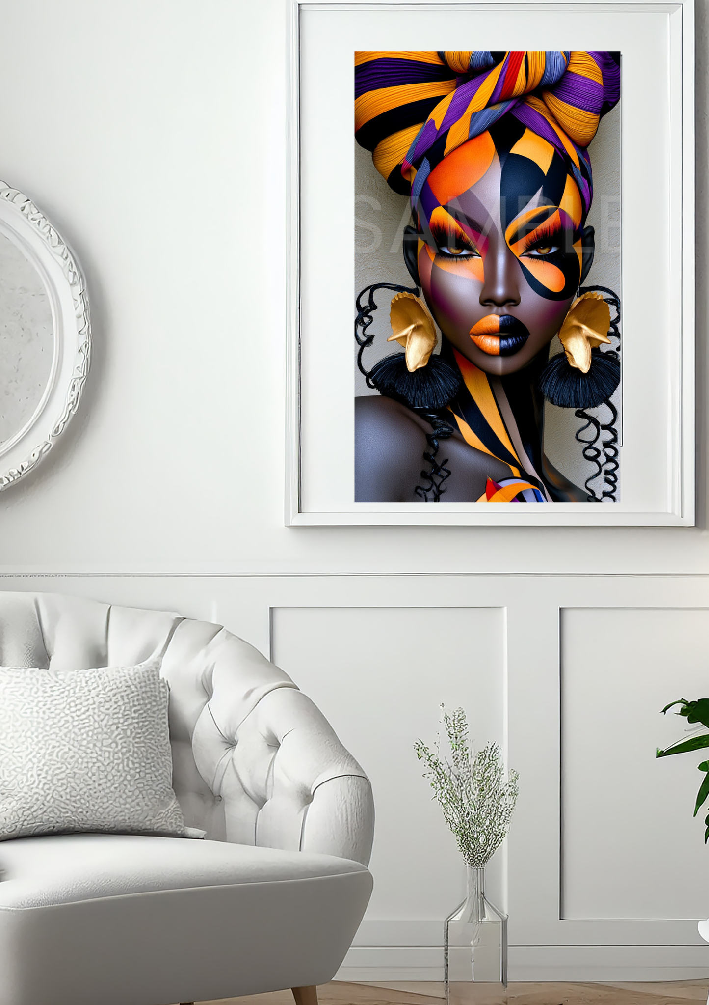 Geometry of Her — Black Woman Digital Art Portrait | Bold Afrocentric Wall Art