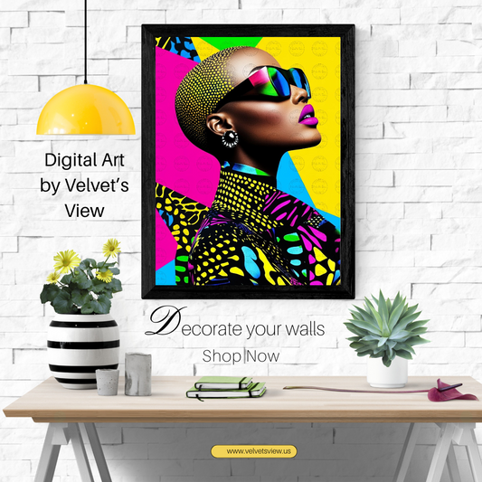 Black Girl Art  - Velvets View Digital Art - Radiance Reimagined - Vibrant Elegance in Motion 623