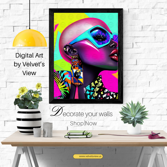 Black Girl Art  - Velvets View Digital Art - Radiance Reimagined - Vibrant Elegance in Motion 624