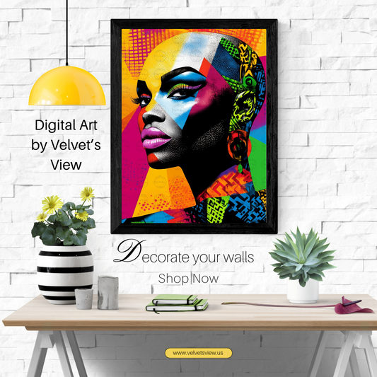 Black Girl Art  - Velvets View Digital Art - Radiance Reimagined - Vibrant Elegance in Motion 625